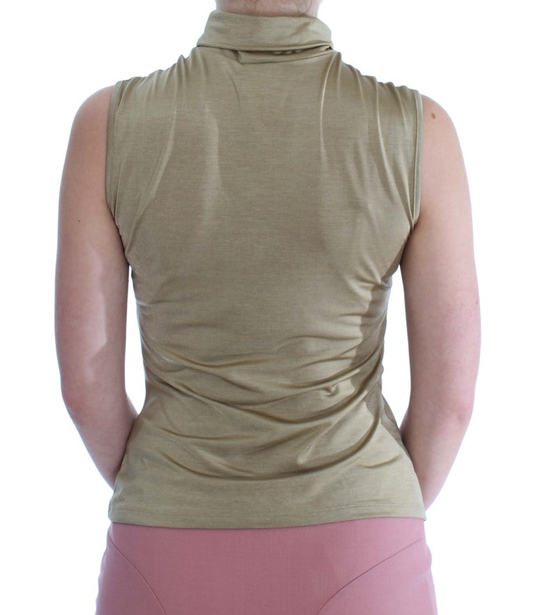 Exte Gold Nylon Rollkragen Top Bluse