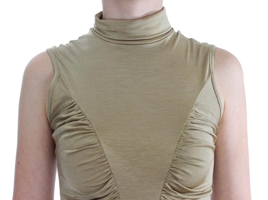 Exte Gold Nylon Rollkragen Top Bluse