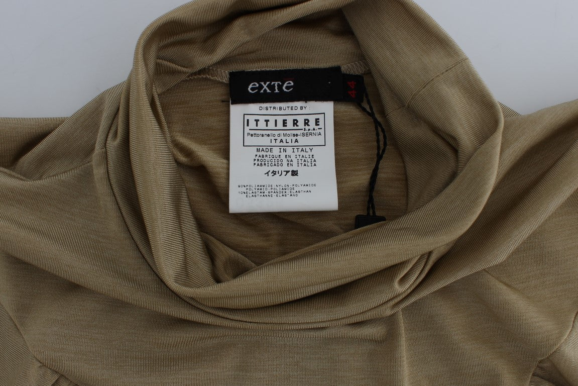 Exte Gold Nylon Rollkragen Top Bluse