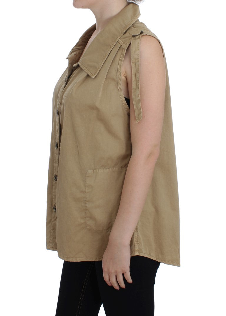Chemise sans manches en coton beige PLEIN SUD