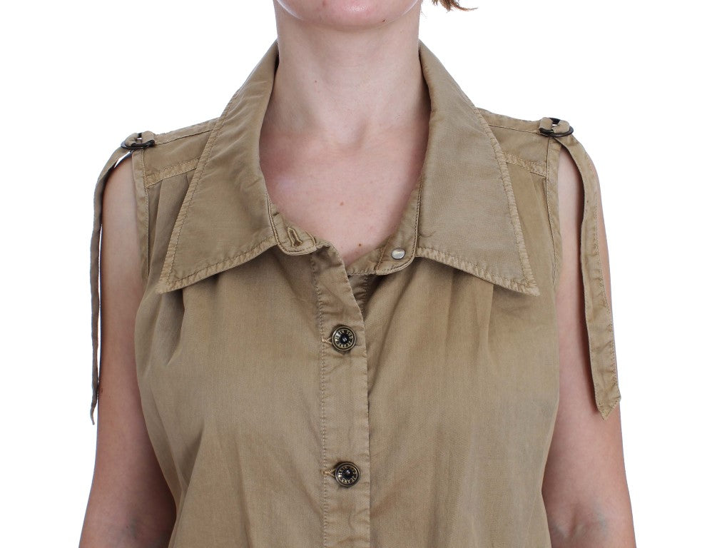 Chemise sans manches en coton beige PLEIN SUD