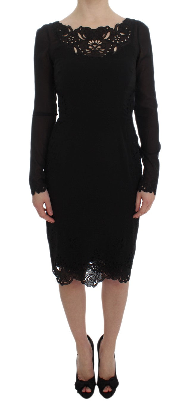 Robe fourreau en soie stretch noire Dolce &amp; Gabbana