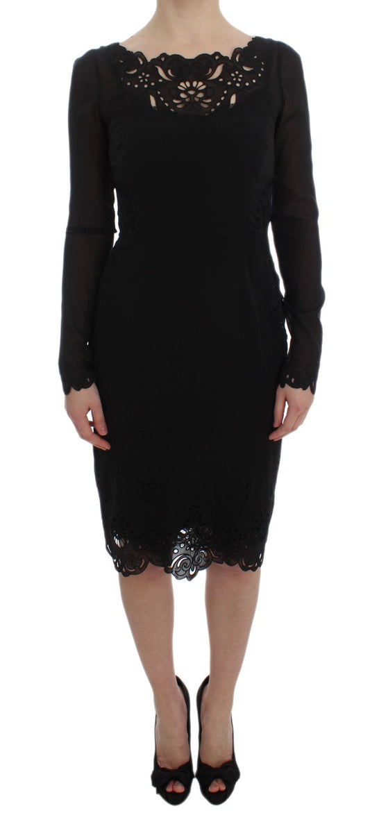 Robe fourreau en soie stretch noire Dolce &amp; Gabbana