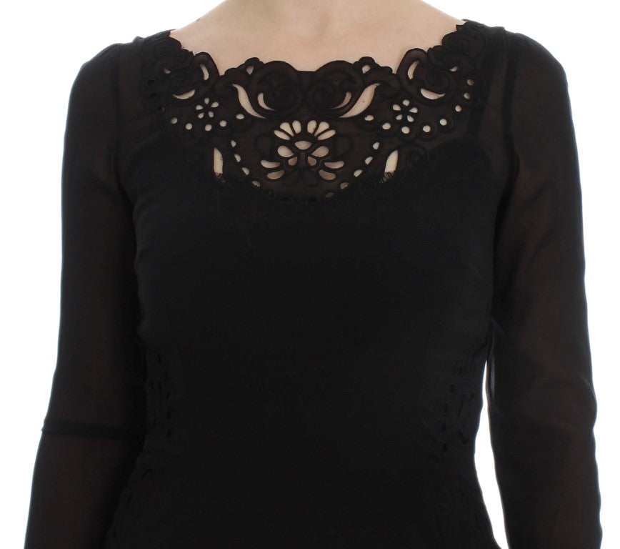 Robe fourreau en soie stretch noire Dolce &amp; Gabbana