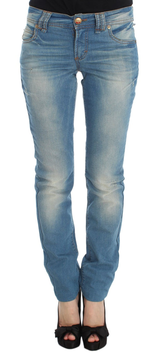 Jean slim en coton mélangé bleu délavé John Galliano