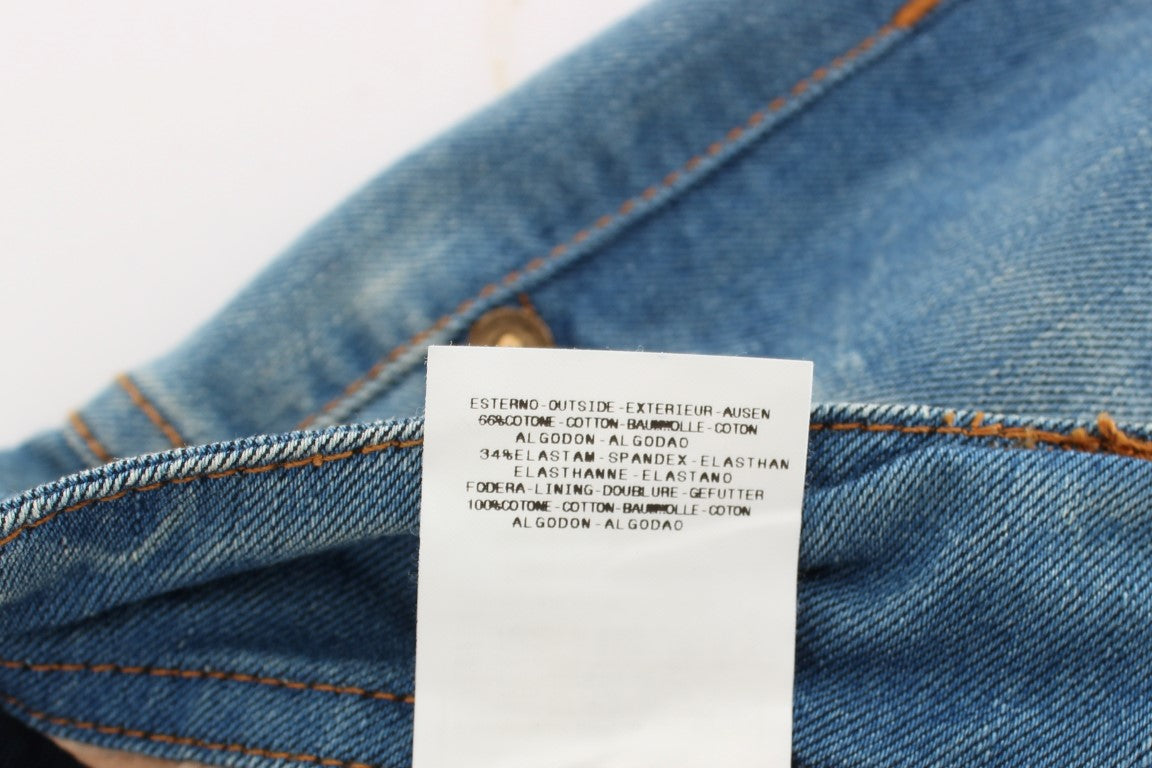 Jean slim en coton mélangé bleu délavé John Galliano