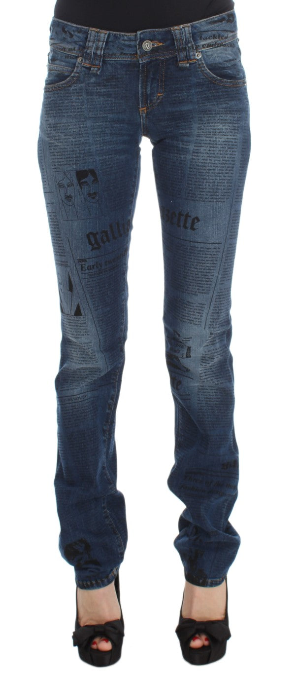 Jean bootcut slim en coton mélangé délavé bleu John Galliano