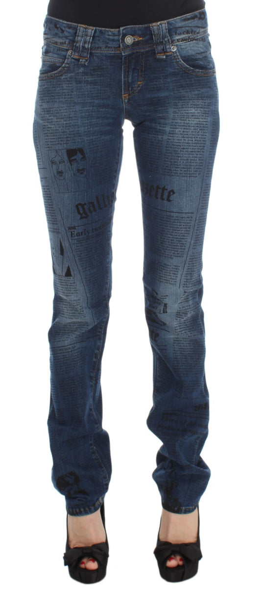 Jean bootcut slim en coton mélangé délavé bleu John Galliano