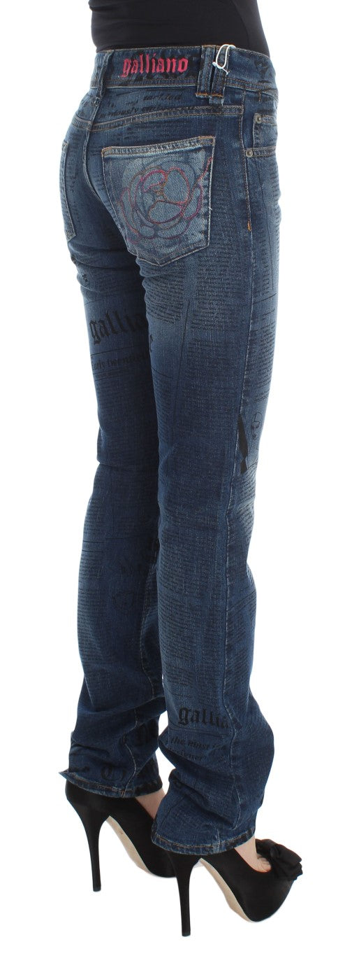 Jean bootcut slim en coton mélangé délavé bleu John Galliano
