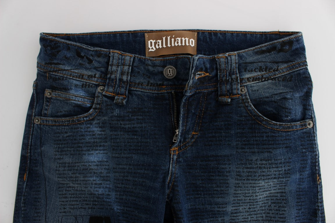 Jean bootcut slim en coton mélangé délavé bleu John Galliano