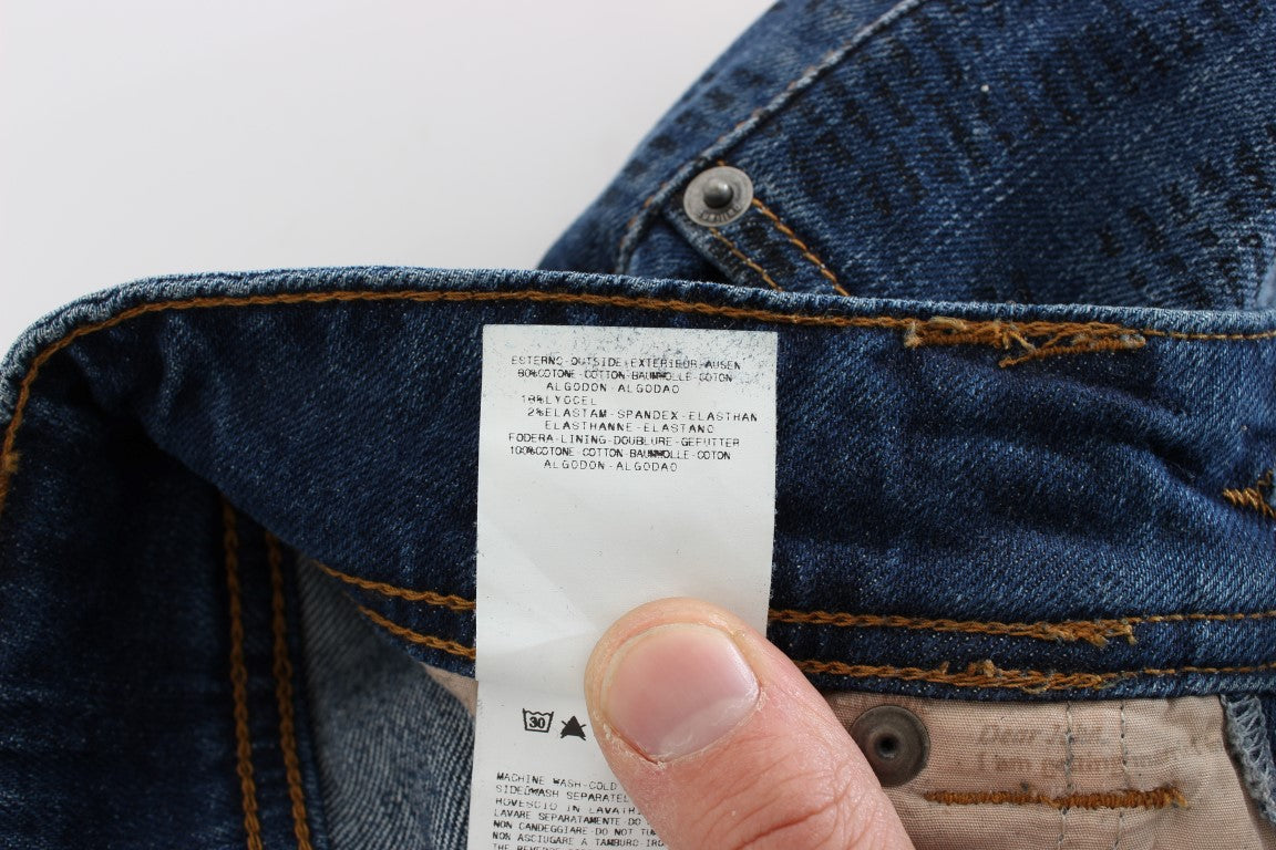 Jean bootcut slim en coton mélangé délavé bleu John Galliano