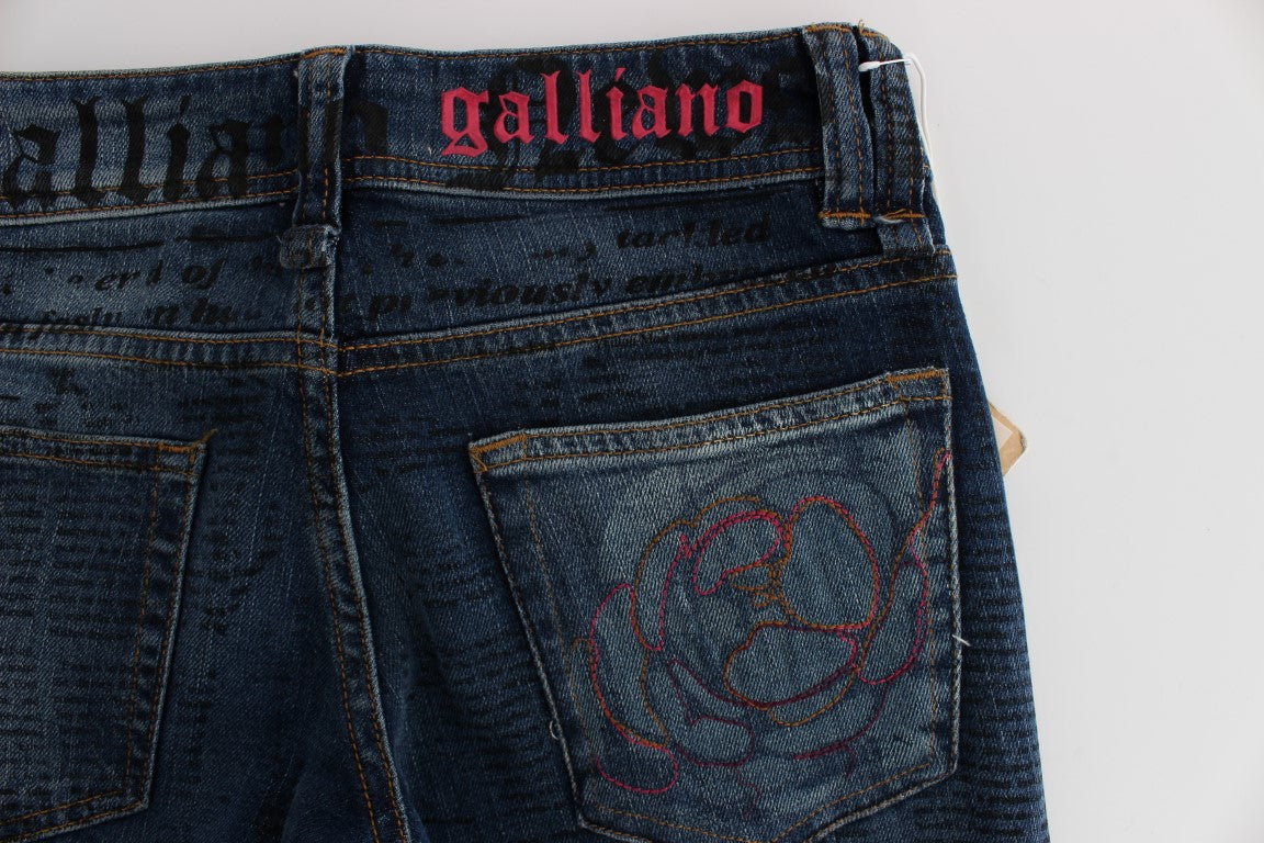 Jean bootcut slim en coton mélangé délavé bleu John Galliano