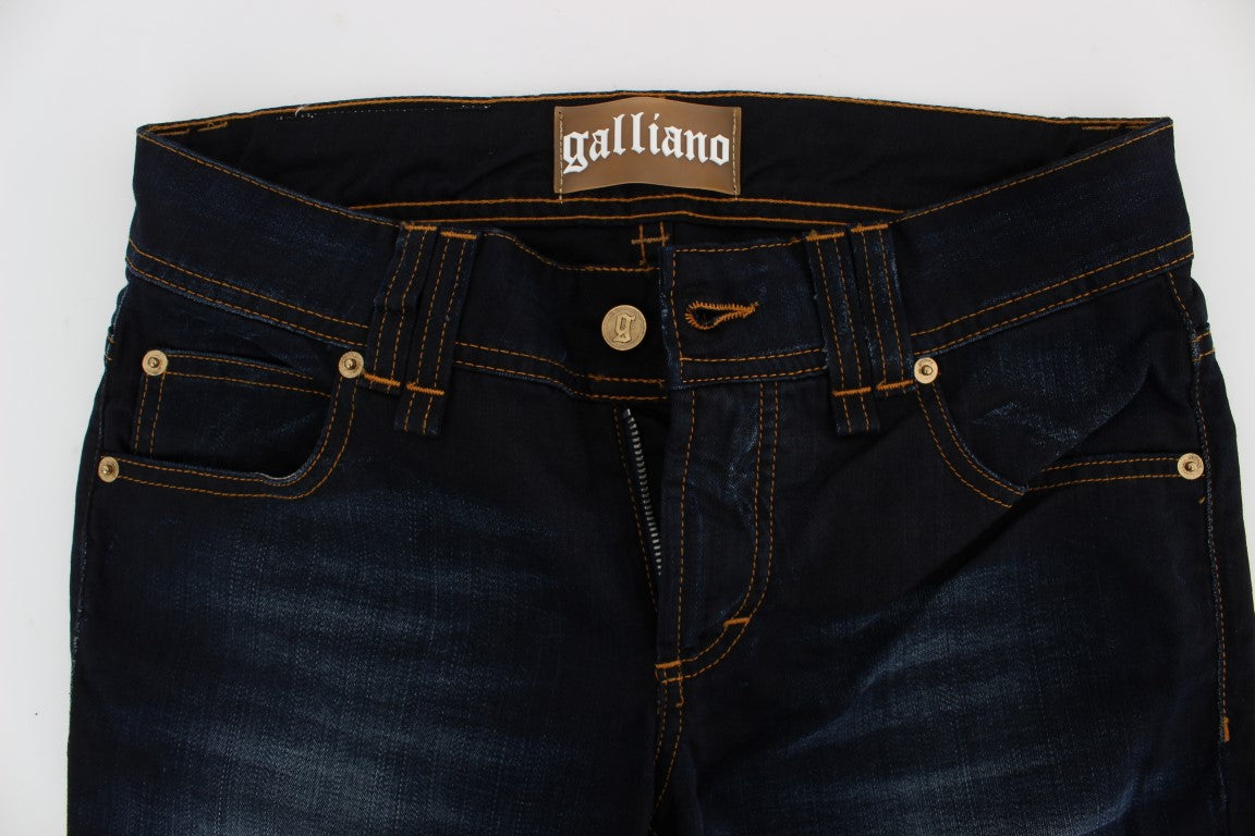 Jean slim en coton délavé bleu John Galliano