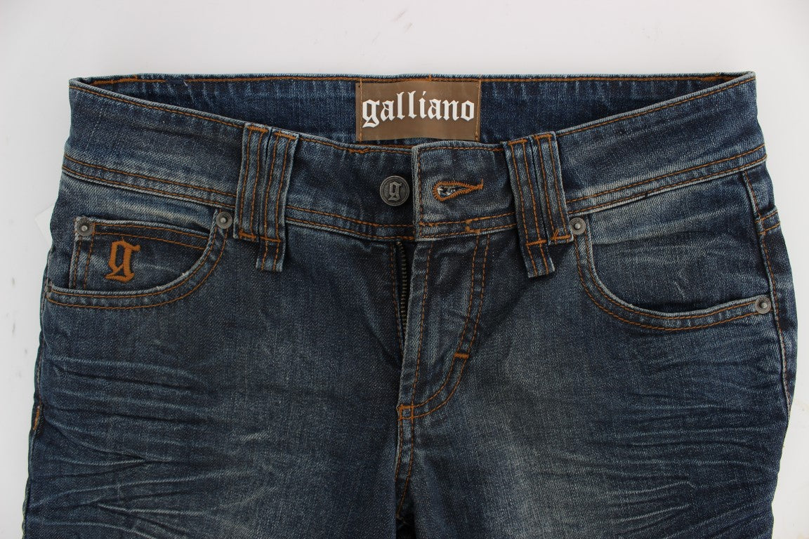 Jean slim en coton mélangé délavé bleu John Galliano