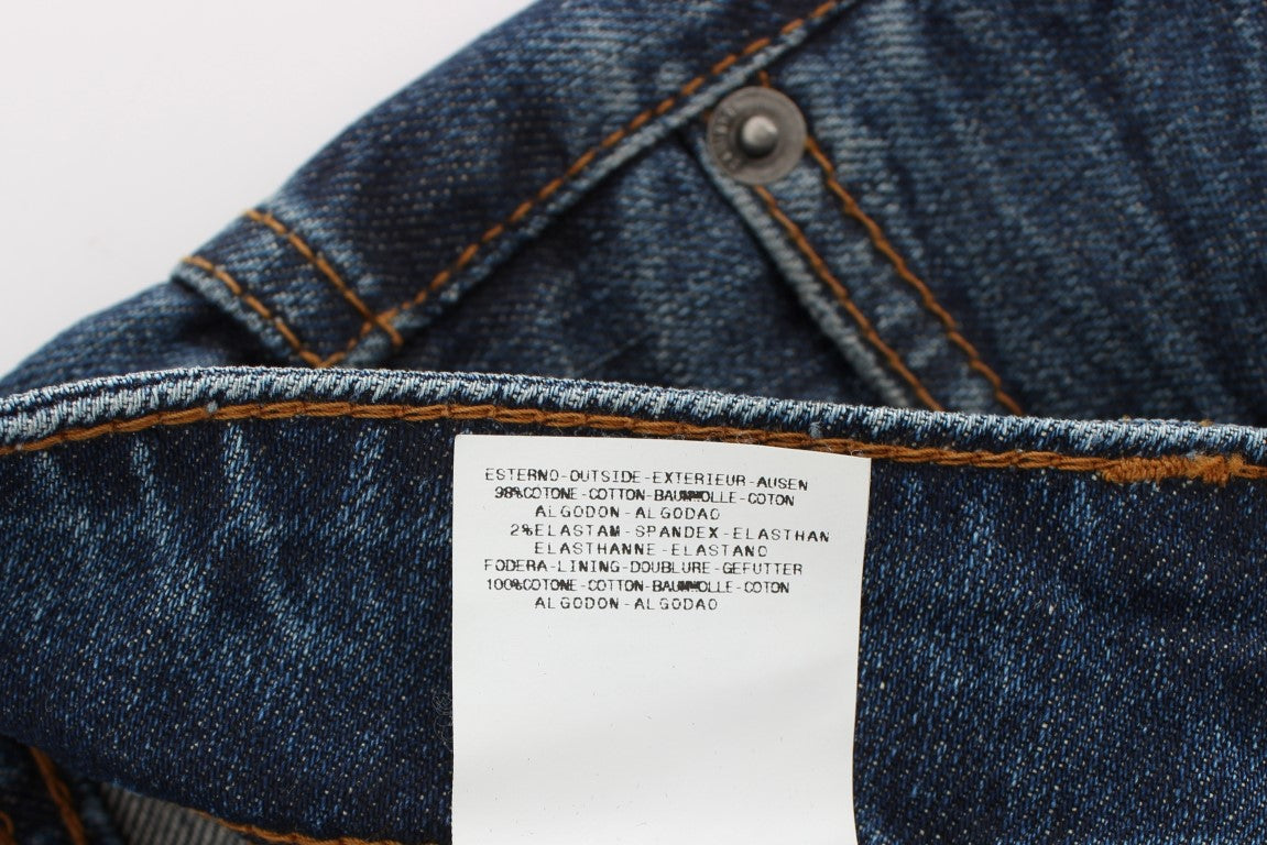 Jean slim en coton mélangé délavé bleu John Galliano