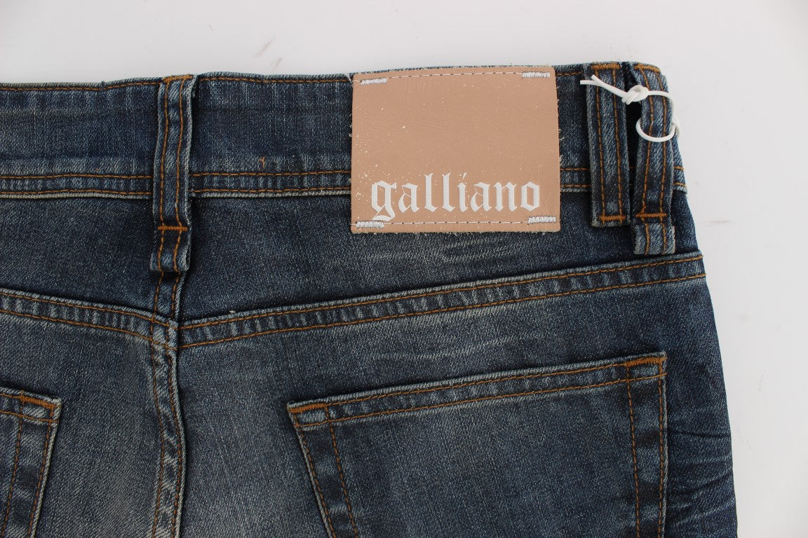 Jean slim en coton mélangé délavé bleu John Galliano