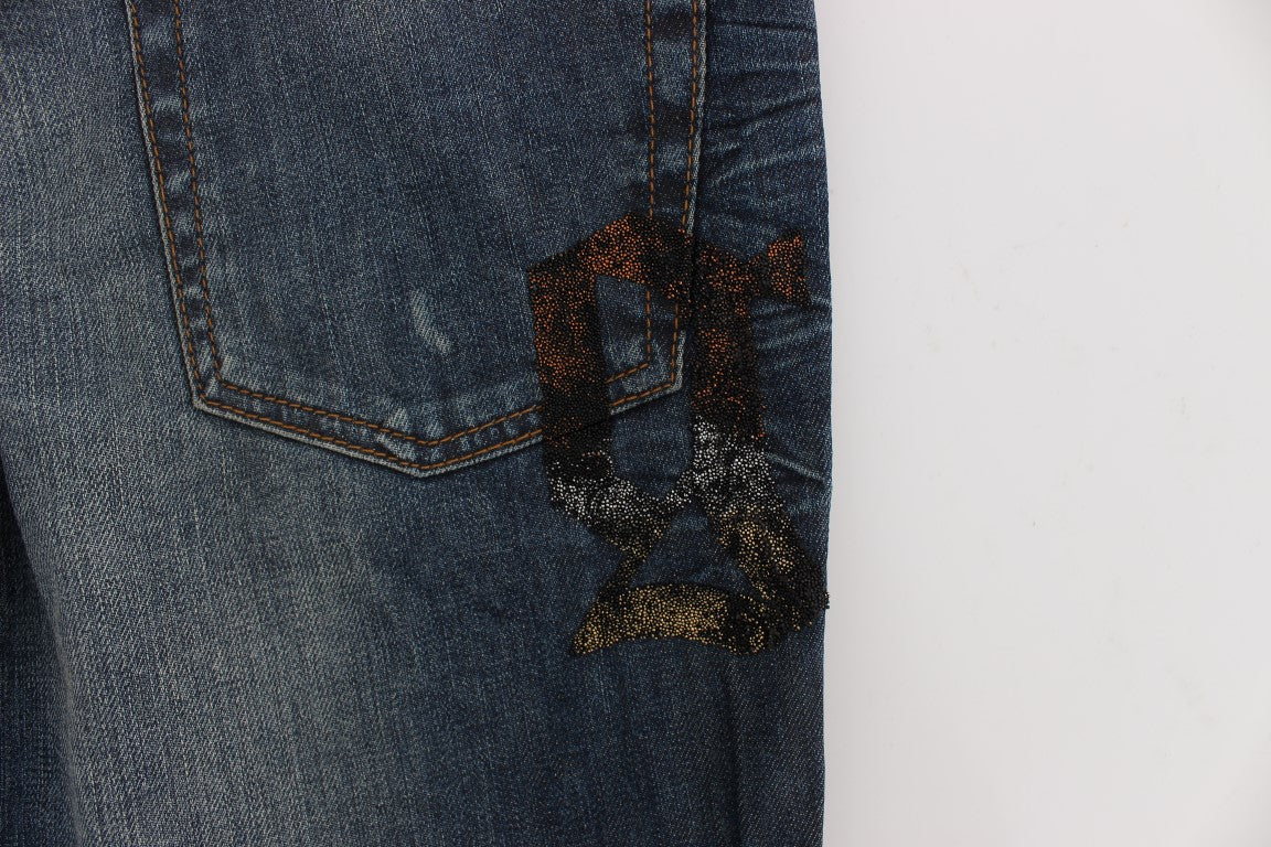 Jean slim en coton mélangé délavé bleu John Galliano