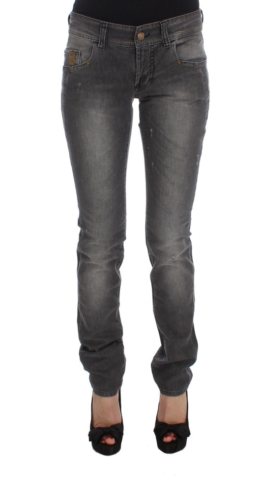 Jean slim stretch en coton mélangé délavé gris John Galliano