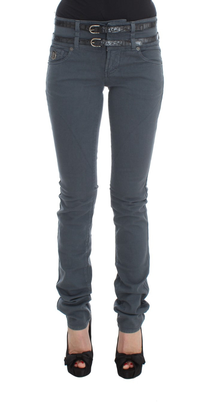 Jean slim taille haute en coton mélangé bleu John Galliano
