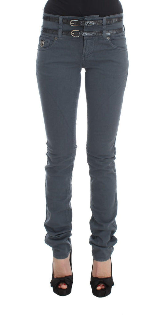 Jean slim taille haute en coton mélangé bleu John Galliano