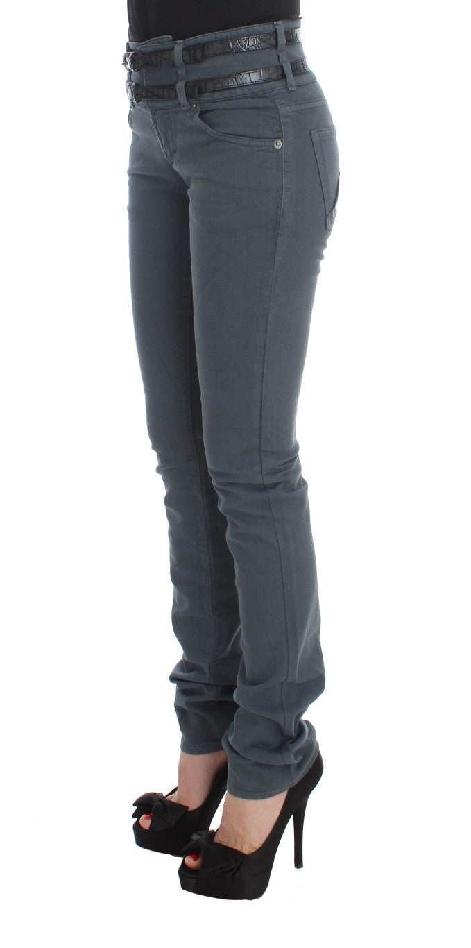 Jean slim taille haute en coton mélangé bleu John Galliano