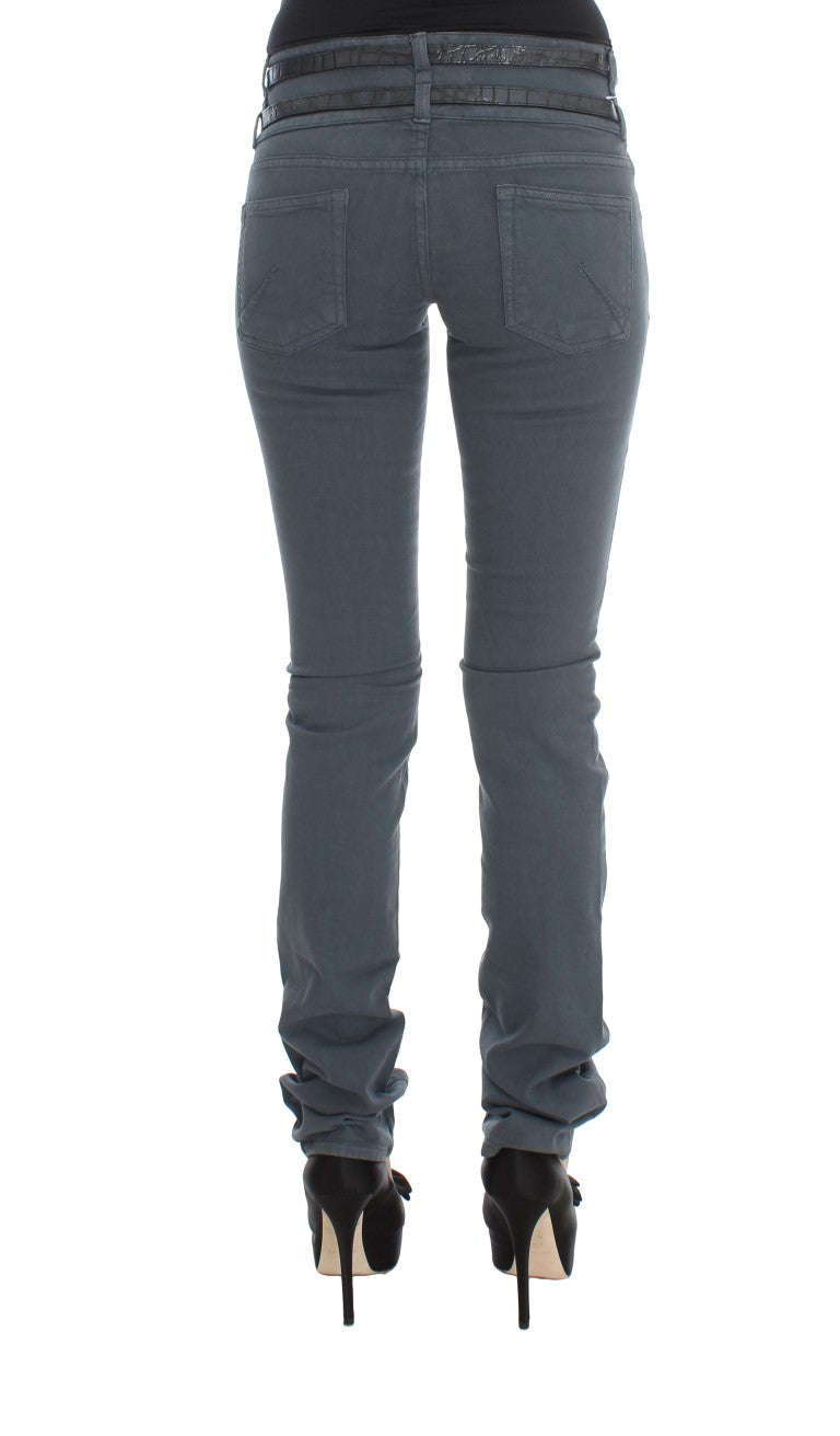 Jean slim taille haute en coton mélangé bleu John Galliano
