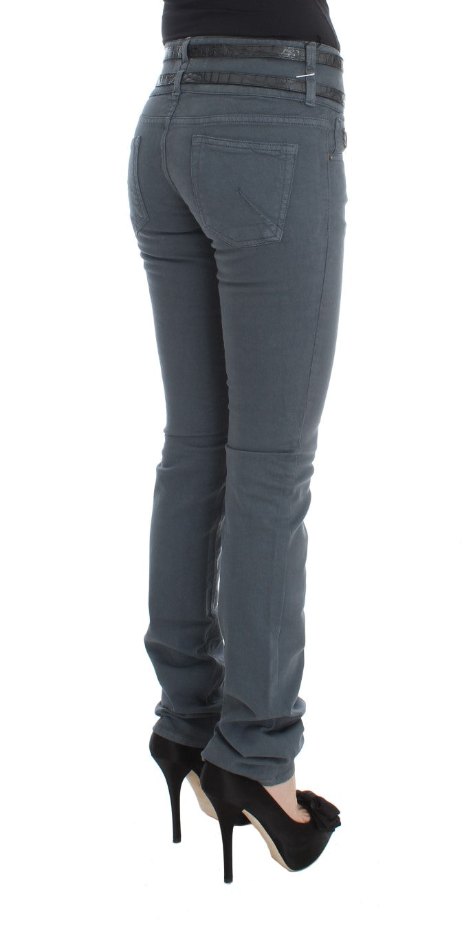 Jean slim taille haute en coton mélangé bleu John Galliano