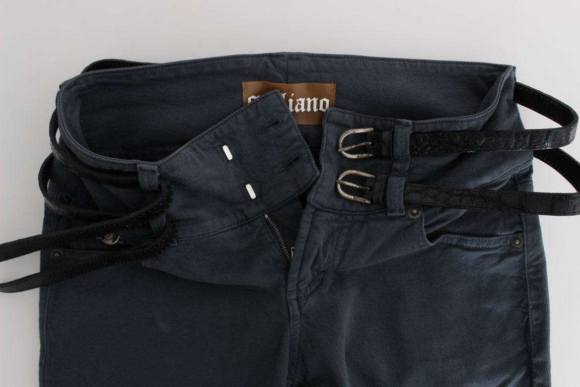 Jean slim taille haute en coton mélangé bleu John Galliano