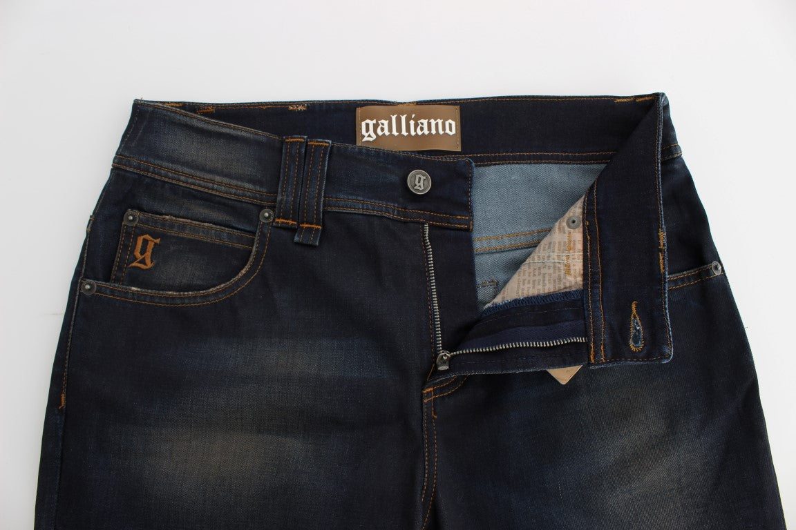 Jean boyfriend en coton mélangé bleu délavé John Galliano