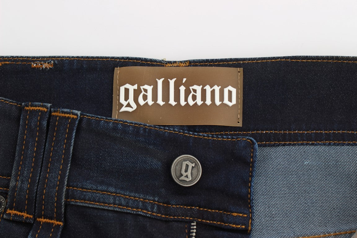 Jean boyfriend en coton mélangé bleu délavé John Galliano