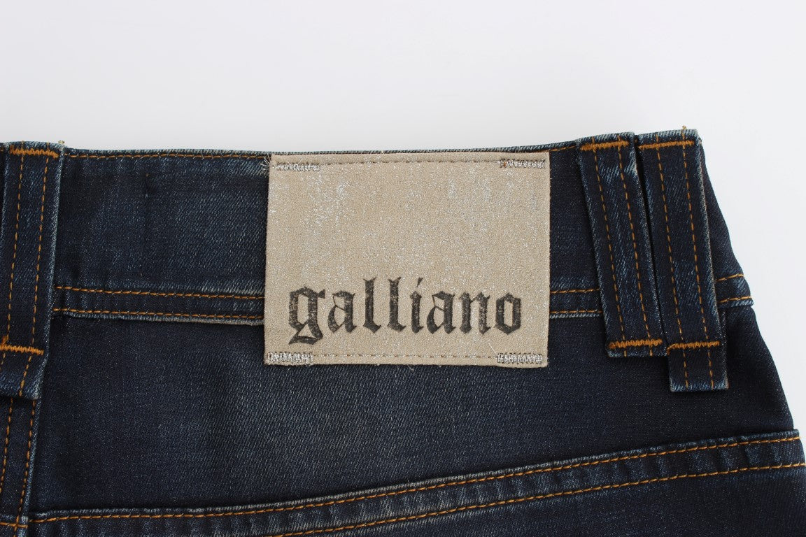Jean boyfriend en coton mélangé bleu délavé John Galliano