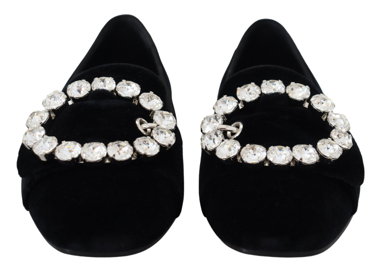 Mocassins plats Dolce &amp; Gabbana en velours noir avec cristaux