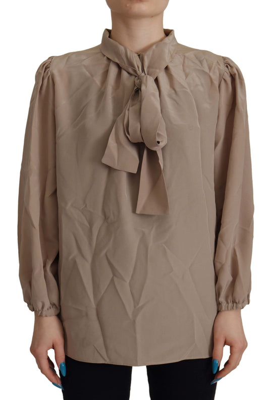 Chemisier marron Dolce &amp; Gabbana à manches à ceinture et col Ascot