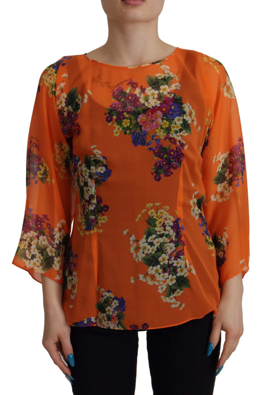 Chemisier à manches longues à imprimé floral orange Dolce &amp; Gabbana