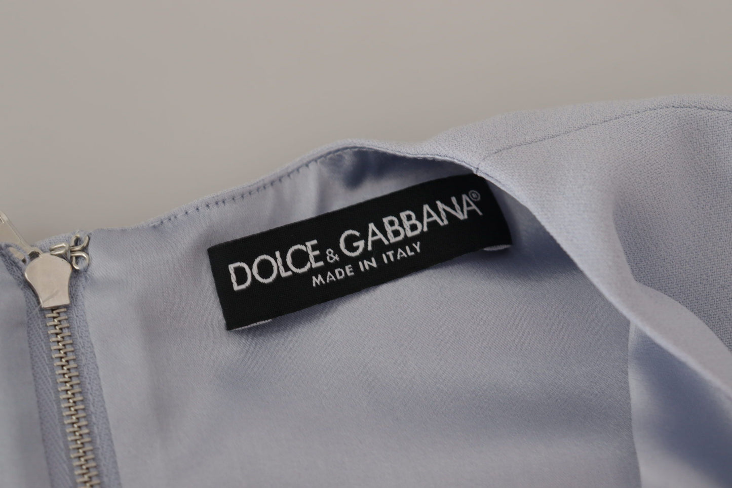 Robe mi-longue en viscose à appliqués floraux bleus Dolce &amp; Gabbana