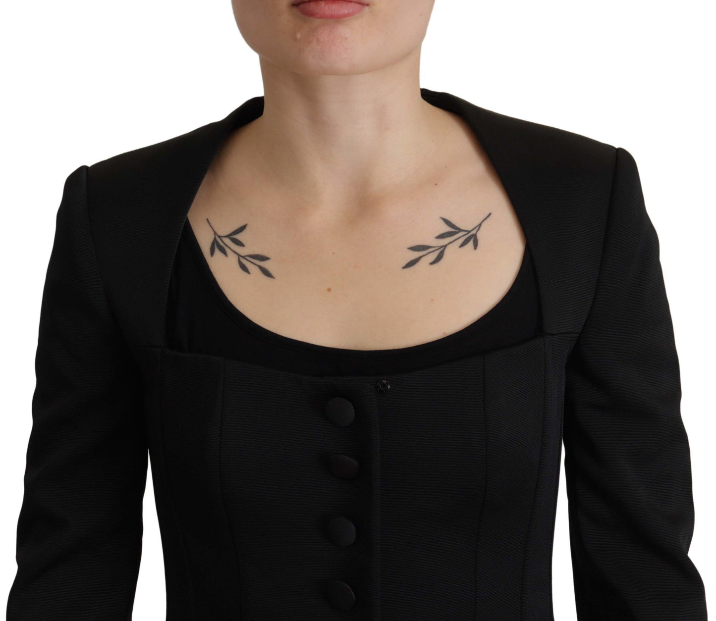 Veste noire slim fit à manches longues et boutons-pression Dolce &amp; Gabbana
