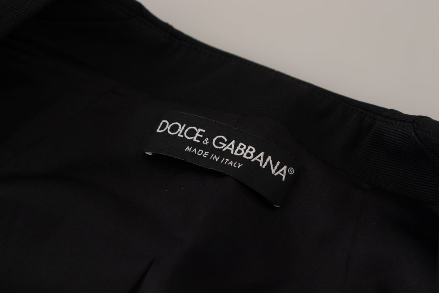 Veste noire slim fit à manches longues et boutons-pression Dolce &amp; Gabbana