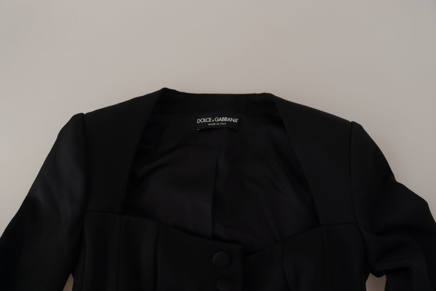 Veste noire slim fit à manches longues et boutons-pression Dolce &amp; Gabbana
