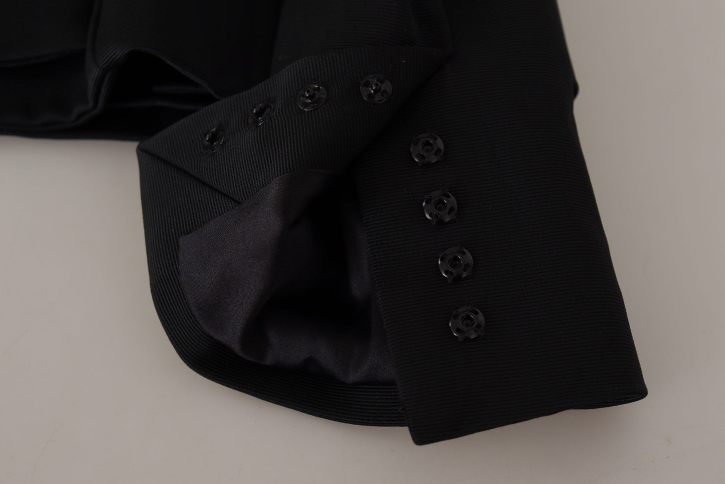 Veste noire slim fit à manches longues et boutons-pression Dolce &amp; Gabbana