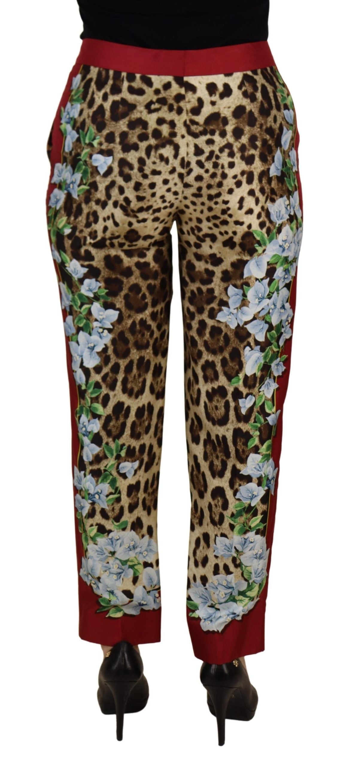 Pantalon taille moyenne imprimé léopard multicolore Dolce &amp; Gabbana