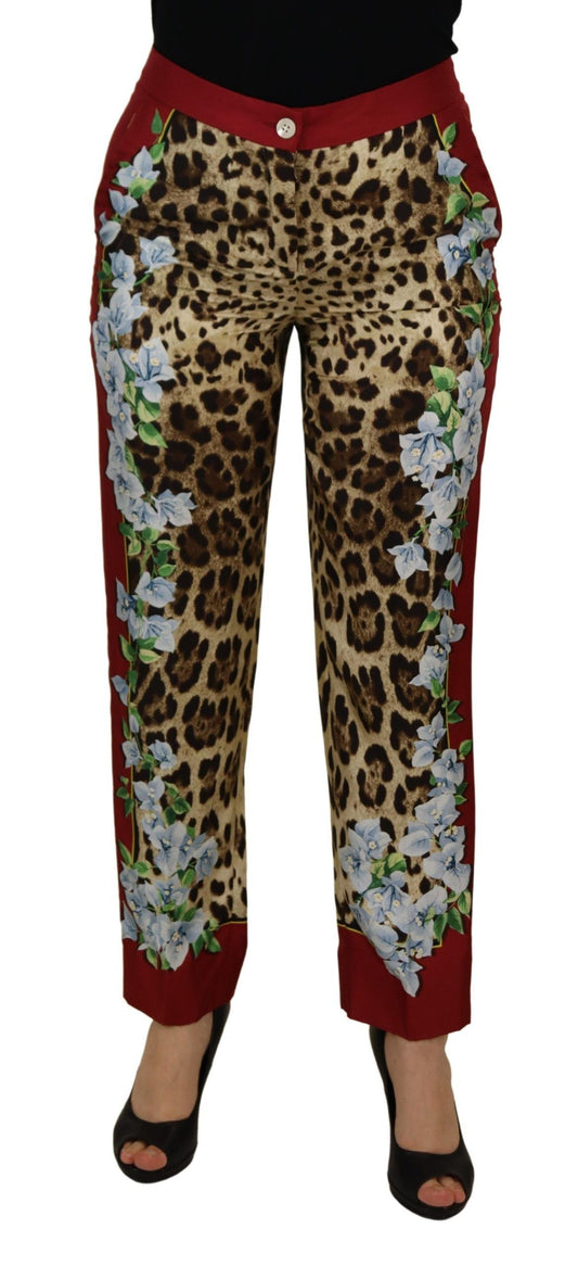 Pantalon taille moyenne imprimé léopard multicolore Dolce &amp; Gabbana