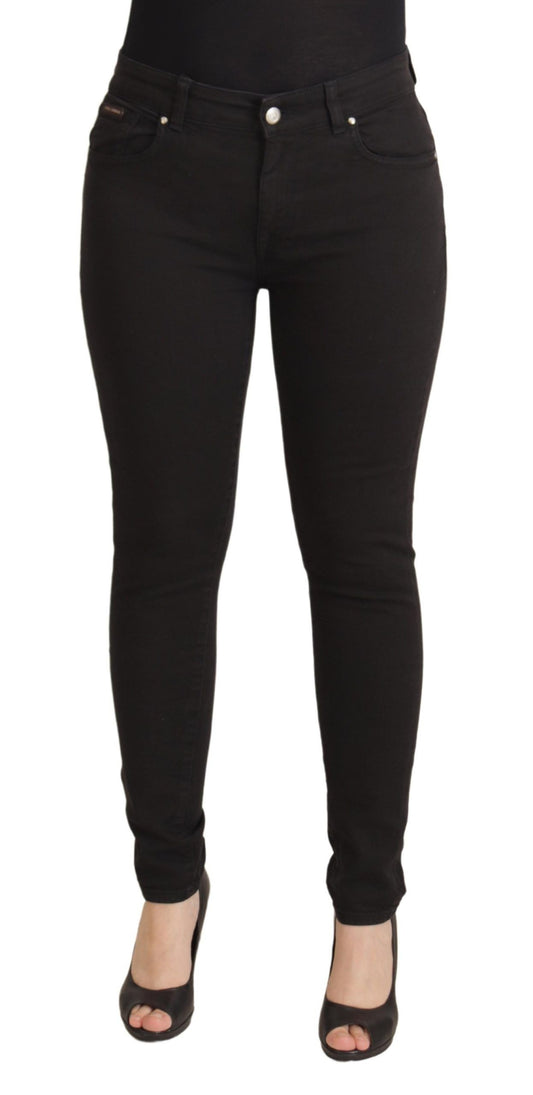 Jean skinny taille moyenne en coton noir Dolce &amp; Gabbana