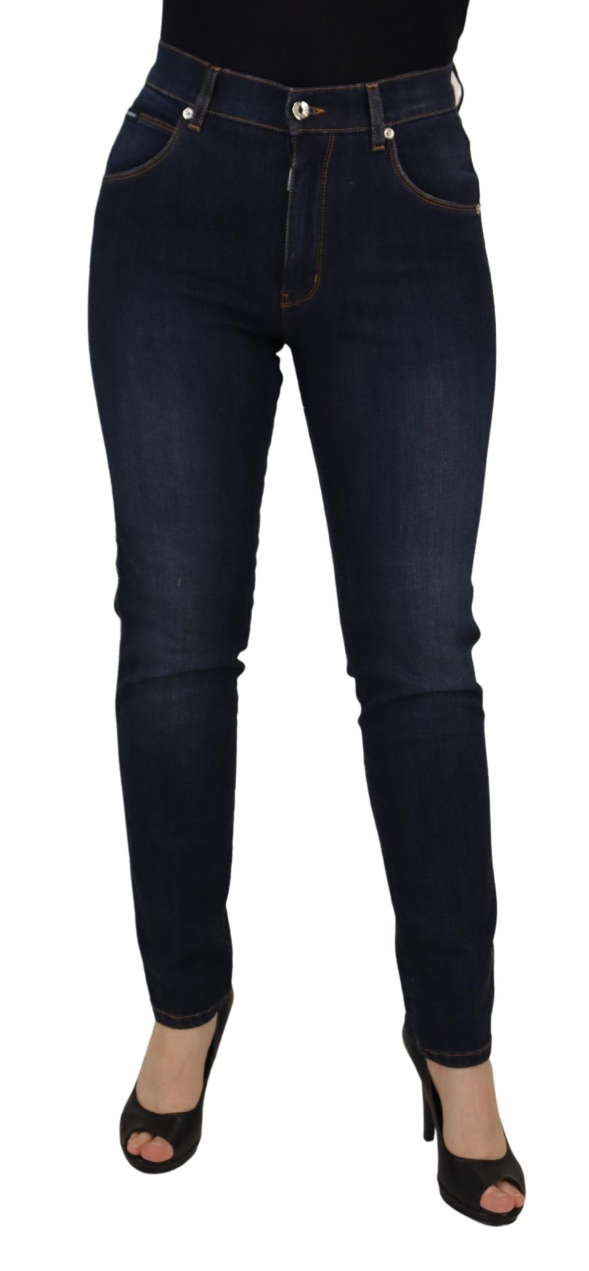 Jean skinny taille haute en coton bleu Dolce &amp; Gabbana