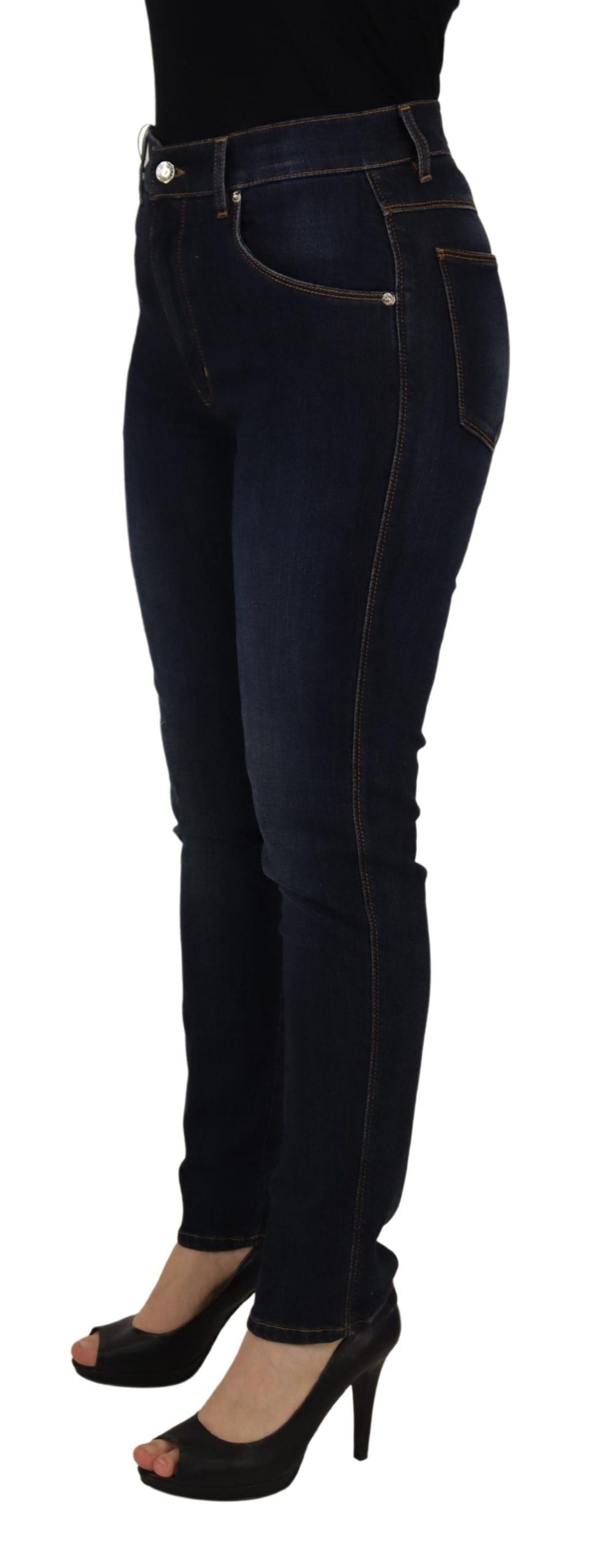 Jean skinny taille haute en coton bleu Dolce &amp; Gabbana