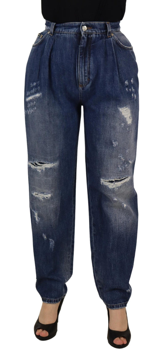 Pantalon ample taille haute bleu délavé Dolce &amp; Gabbana