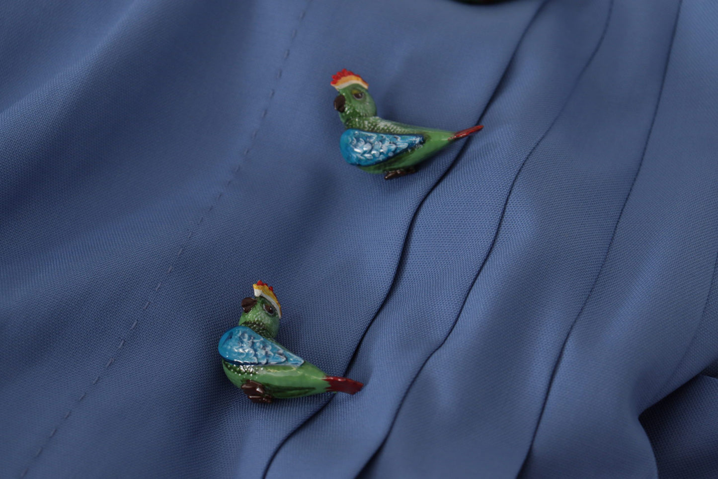 Mini-jupe plissée à ornements bleus Dolce &amp; Gabbana en laine
