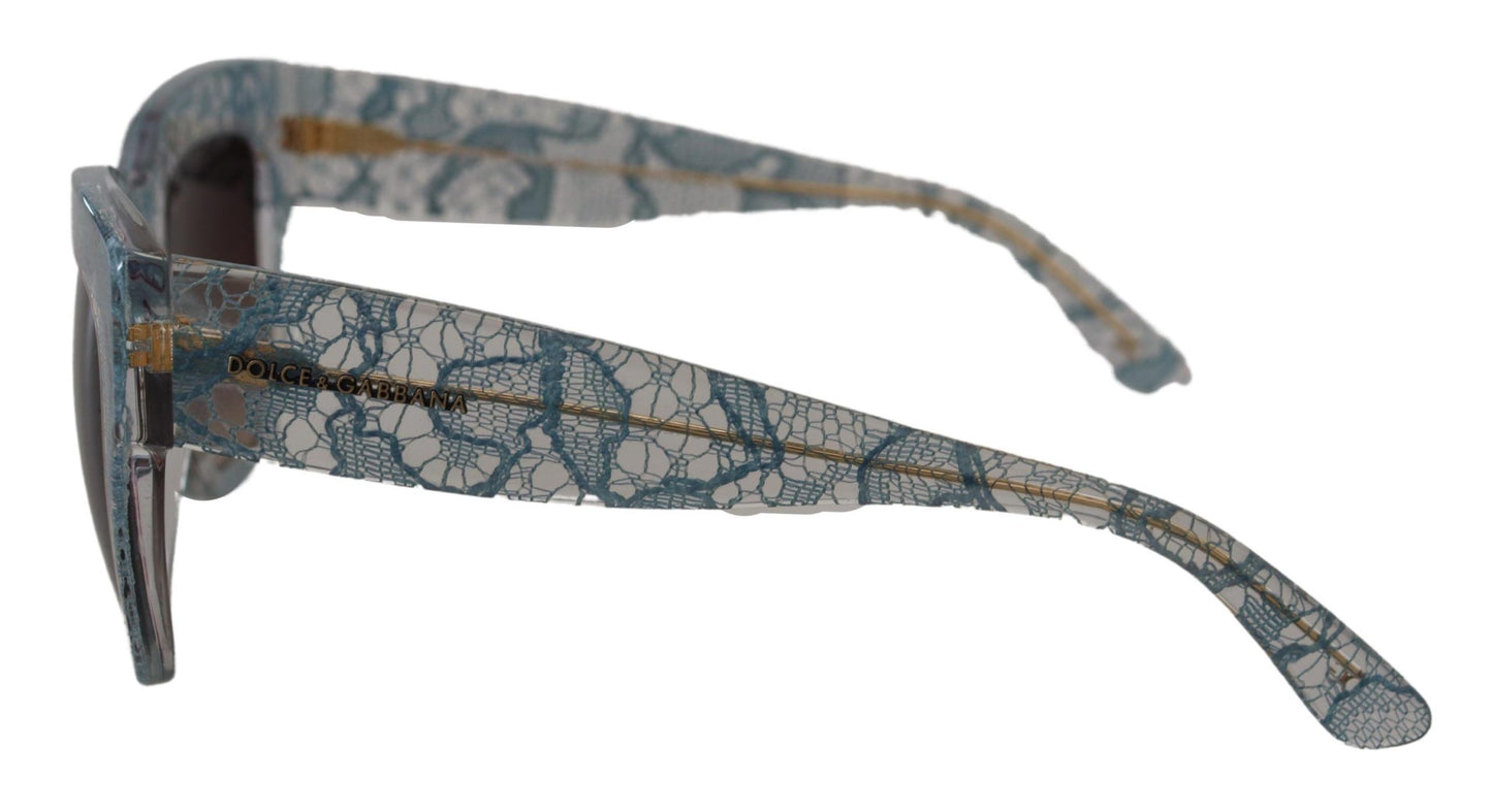 Lunettes de soleil Dolce &amp; Gabbana DG4231 en dentelle bleue, acétate et cristal papillon