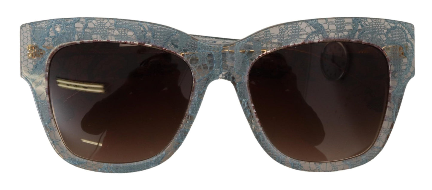 Lunettes de soleil Dolce &amp; Gabbana DG4231 en dentelle bleue, acétate et cristal papillon