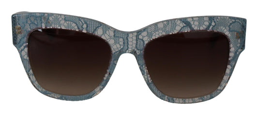 Lunettes de soleil Dolce &amp; Gabbana DG4231 en dentelle bleue, acétate et cristal papillon