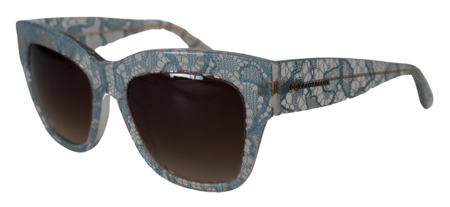 Lunettes de soleil Dolce &amp; Gabbana DG4231 en dentelle bleue, acétate et cristal papillon